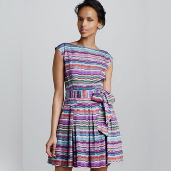 Shoshanna Alana silk mini dress multicolor short sleeve geometric abstract print - Picture 2 of 11